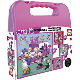 Educa 17638 Maleta con 4 Puzzles Progresivos Minnie Happy Helpers, Piezas 12, 16, 20 y 25, Puzzles de Cartón 16x16cm, para Niños 3+ Años Precio: 9.5000004. SKU: S2403655