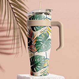 Cook Concept Mug Térmico 1,2L Miami Paradis - Diseño Tropical, Mantiene Temperatura 6h, Acero Inoxidable