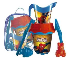 Mochila cubo playa castillo spiderman con cedazo, pala, rastrillo y moldes 18 cm Mochila cubo playa castillo spiderman con cedazo, pala, rastrillo y moldes 18 cm