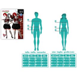 Disfraz Arlequín Blanco Y Negro Con Gorro Para Mujer Adulto Halloween Circo Comedia Del Arte XS-S