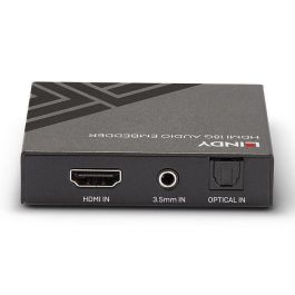 Lindy HDMI 18G Audio Embedder, Entradas Ópticas TosLink y 3.5mm, Passthrough 4K UHD 60Hz HDR, HDMI 2.0, HDCP 2.2