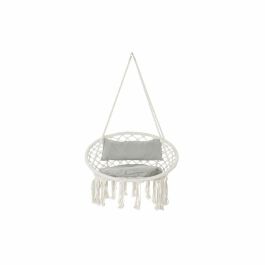 DKD Home Decor Silla Colgante para Terraza y Jardín Crudo y Gris con Cojín, hasta 100 kg, Algodón Bambú Poliéster L62xAn82xAl123cm DKD Home Decor Silla Colgante para Terraza y Jardín Crudo y Gris con Cojín, hasta 100 kg, Algodón Bambú Poliéster L62xAn82xAl123cm