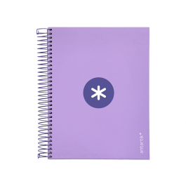 Antartik Cuaderno espiral A5, 120 hojas, 90 gr, cuadro 5mm, tapa forrada, color lavanda