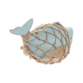 DKD Home Decor Figura Ballena MDF Blanco y Azul 8 x 11 x 18 cm (6 Unidades)