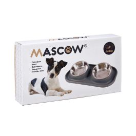 Comedero Doble Metálico Gris Mascow 40x22x8.5 cm (12 Unidades) Comedero Doble Metálico Gris Mascow 40x22x8.5 cm (12 Unidades)