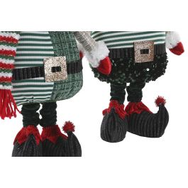 DKD Home Decor Figura de Navidad Elfo Tradicional de Poliéster, Colores Verde y Rojo, 65 cm Alto x 26 cm Ancho x 13 cm Largo, Pack de 2 Unidades