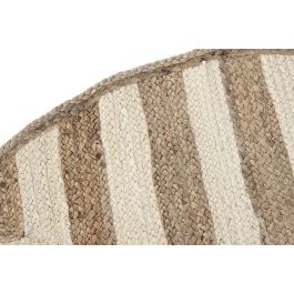 DKD Home Decor Alfombra Scandi de Yute, Algodón y Poliéster Marrón Claro y Blanco 120 x 120 cm (2 Unidades)