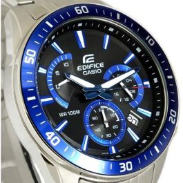 Casio EFR-552D-1A2VUEF Edifice Reloj Hombre Cuarzo Acero Plata Esfera Negro/Azul Cronógrafo 10 ATM