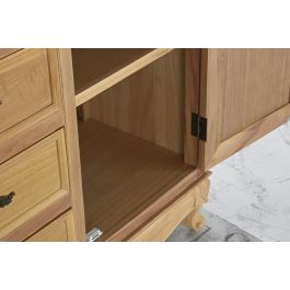 DKD Home Decor Vitrina Romántica de Abeto y MDF Natural con 4 Cajones, 2 Puertas y 3 Estantes 124,5x39x201,8 cm