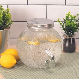 Home Deco Factory Dispensador Bebida Limón Vidrio con Grifo 1,5 L