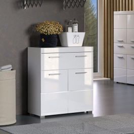 Mueble bajo de baño Amanda - Blanco - 2 puertas + 1 cajón - L73 x P31 x H79 cm - TRENDTEAM