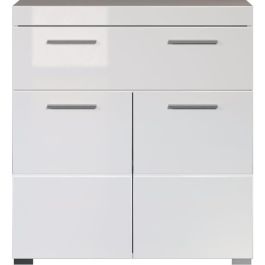 Mueble bajo de baño Amanda - Blanco - 2 puertas + 1 cajón - L73 x P31 x H79 cm - TRENDTEAM