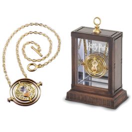 The Noble Collection Réplica Giratiempos Harry Potter Colgante Oro 24K Reloj de Arena Diámetro 3.5cm Cadena 45cm con Caja Espejo