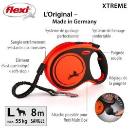 Correa TRIXIE flexi XTREME - Talla L - 8m - Negro y naranja