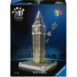 Ravensburger Puzzle 3D Big Ben con Luz LED 216 Piezas, Edad Mínima 10 Años
