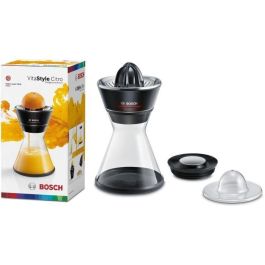 Exprimidor de cítricos - BOSCH - MCP72GPB VitaStyle Citro - Negro / acero inoxidable cepillado - 40 W - LED - Depósito de vidrio de 1 L - cono universal Exprimidor de cítricos - BOSCH - MCP72GPB VitaStyle Citro - Negro / acero inoxidable cepillado - 40 W - LED - Depósito de vidrio de 1 L - cono universal