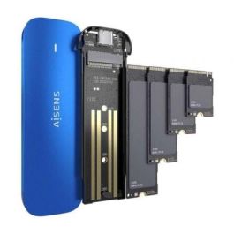 Aisens ASM2-026BLU Caja Externa para Disco SSD M.2 NVMe USB 3.2 Gen2 10Gbps de Aluminio, compatible 2242/2260/2280, Sin Tornillos Azul