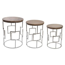 DKD Home Decor Mesita Auxiliar Loft Natural Plateado Mango y Cromado 49.5 x 62 x 49.5 cm Set de 3 Precio: 151.68999956. SKU: B1BGY6NC4Y