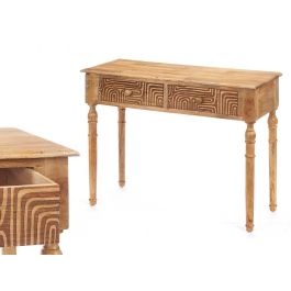Mesa de Recibidor con 2 Cajones, Curvas Natural, Madera Mango, Marrón - Giftdecor 98x77x42 cm Precio: 144.50000048. SKU: B1AMBWP4NM