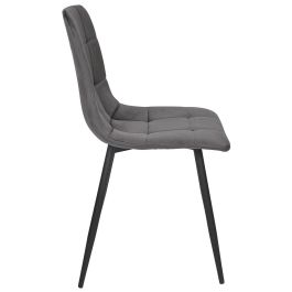 Home Deco Factory Silla Mateo Gris Colección Essentiel Estructura Madera Patas Hierro Tapizado Poliéster PU Altura Asiento 48cm Medidas 45x52cm H88cm