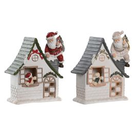 DKD Home Decor Figura de Navidad Tradicional de Resina con Luces LED Multicolor, 8x18.5x16 cm (Paquete de 2, Incluye Pilas)