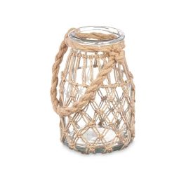 Portavelas Bote Transparente Natural Vidrio Cuerda 14 x 21 cm (6 Unidades) Portavelas Bote Transparente Natural Vidrio Cuerda 14 x 21 cm (6 Unidades)