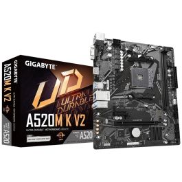 GIGABYTE Placa base A520M K V2 - Compatible AMD Ryzen, DDR4, PCIe Gen3 x4 M.2, LAN GbE, USB 3.2 Gen 1, Micro ATX