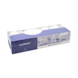 Luminarc Set 6 Tazas con Plato Carine Blanco de Vidrio Opal 22 cL - 12 Piezas, Templado, Apto Microondas y Lavavajillas
