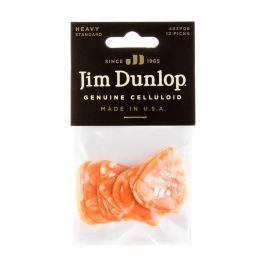 Dunlop Pack 12 Púas Genuine Celluloid Naranja Perlado - Calibre Heavy