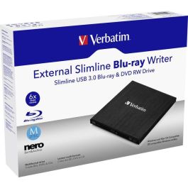Verbatim Grabadora Externa Blu-ray USB 3.0 Slimline para Portátiles, Copias de Seguridad y Archivo de Datos con Software Nero
