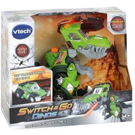 Vtech Switch & Go Dinos Drex Super T-Rex - Vehículo Jeep transformable con pantalla LCD, sonidos y frases de dinosaurio