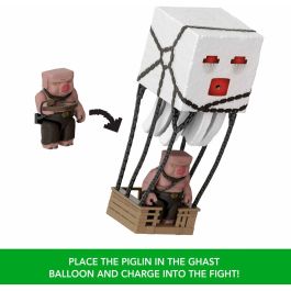Mattel Jfb69 Figura Ghast con Proyectiles de Ataque Minecraft La Película, Guerrero Piglin 8cm, Luces y Sonidos +6 Años