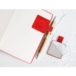 Antartik Portabolígrafo Autoadhesivo para Cuaderno con Elástico hasta 15 mm, Rojo, 40x40 mm