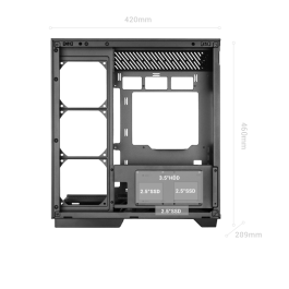 Mars Gaming Caja MC3GF ATX Semitorre Negra con Triple Cristal Templado