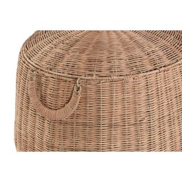 DKD Home Decor Cesta Tropical de Ratán y Metal Natural 45 x 56 x 45 cm (Set de 2)