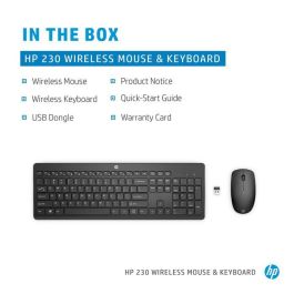 HP 230 Combo Teclado y Ratón Inalámbricos, Cómodo, Silencioso, Teclas Acceso Directo, Batería Larga Duración