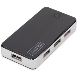 Digitus Hub USB 2.0 de 7 puertos con fuente de alimentación, color negro
