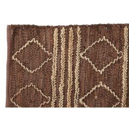 DKD Home Decor Alfombra Alpino de Yute, Cuero y Algodón Marrón con Rombos 230x160 cm 2000 gsm DKD Home Decor Alfombra Alpino de Yute, Cuero y Algodón Marrón con Rombos 230x160 cm 2000 gsm