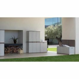 Plastiken Arcón 190L con ruedas Beige - Resina para exterior/interior - Caja de almacenamiento funcional