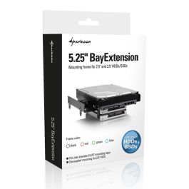 Sharkoon BayExtension Adaptador para 4x 2.5" HDDs/SSDs o 1x 3.5" + 2x 2.5" SSD/HDD para Bahía 5.25" PC Negro