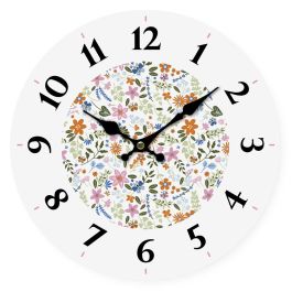 Reloj de Pared Versa Madera Flores 4 x 30 x 30 cm Reloj de Pared Versa Madera Flores 4 x 30 x 30 cm
