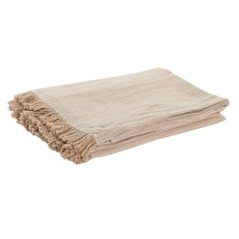 Plaid Basicos DKD Home Decor Marron Claro Blanco 250 x 0.2 x 150 cm (2 Unidades)