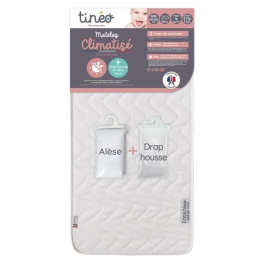 Tineo Colchón Climatizado 60x120 cm + Sábana Bajera + Cubrecolchón Juego Antiácaros Antibacteriano Antimoho