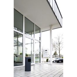Durable Papelera con Cenicero Redonda de Metal Antracita, 17L - 25 cm de Diámetro, 630 mm de Altura