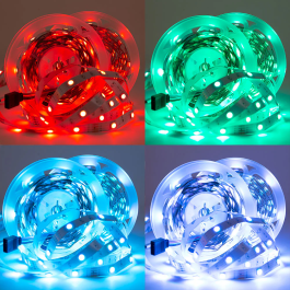RGB LED Tira 72W 3.000Lm 300 LEDs 10 metros RGB Control Bluetooth IP20 Blister Transformador Controlador CA-KITRGB-10M