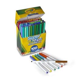 Crayola Rotuladores Súper Punta Lavables, Set de 100 unidades. Aptos para niños de 3 años en adelante. Medidas: 14,5x8,5x18 cm