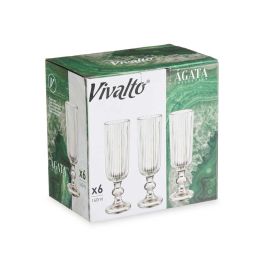 Vivalto Copa Cava Verde Musgo Rayas 160 ml, Vidrio, 6x18x6 cm, No apto para Lavavajillas/Microondas (24 Unidades)