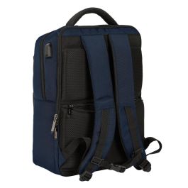 Safta Mochila Business portatil 15,6'' con USB, Azul Oscuro, 31x44x13cm