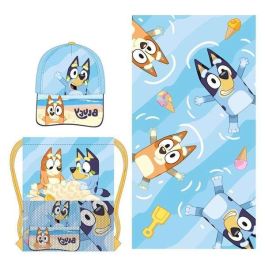 Cerdá Saquito infantil Bluey con toalla y gorra, Edad 3+ años, Color Azul, 33x27x7 cm