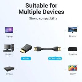Vention AIMB0 Adaptador HDMI 4K@60Hz Macho a Hembra, Conector Chapado en Oro Bidireccional para PC, Portátil y TV